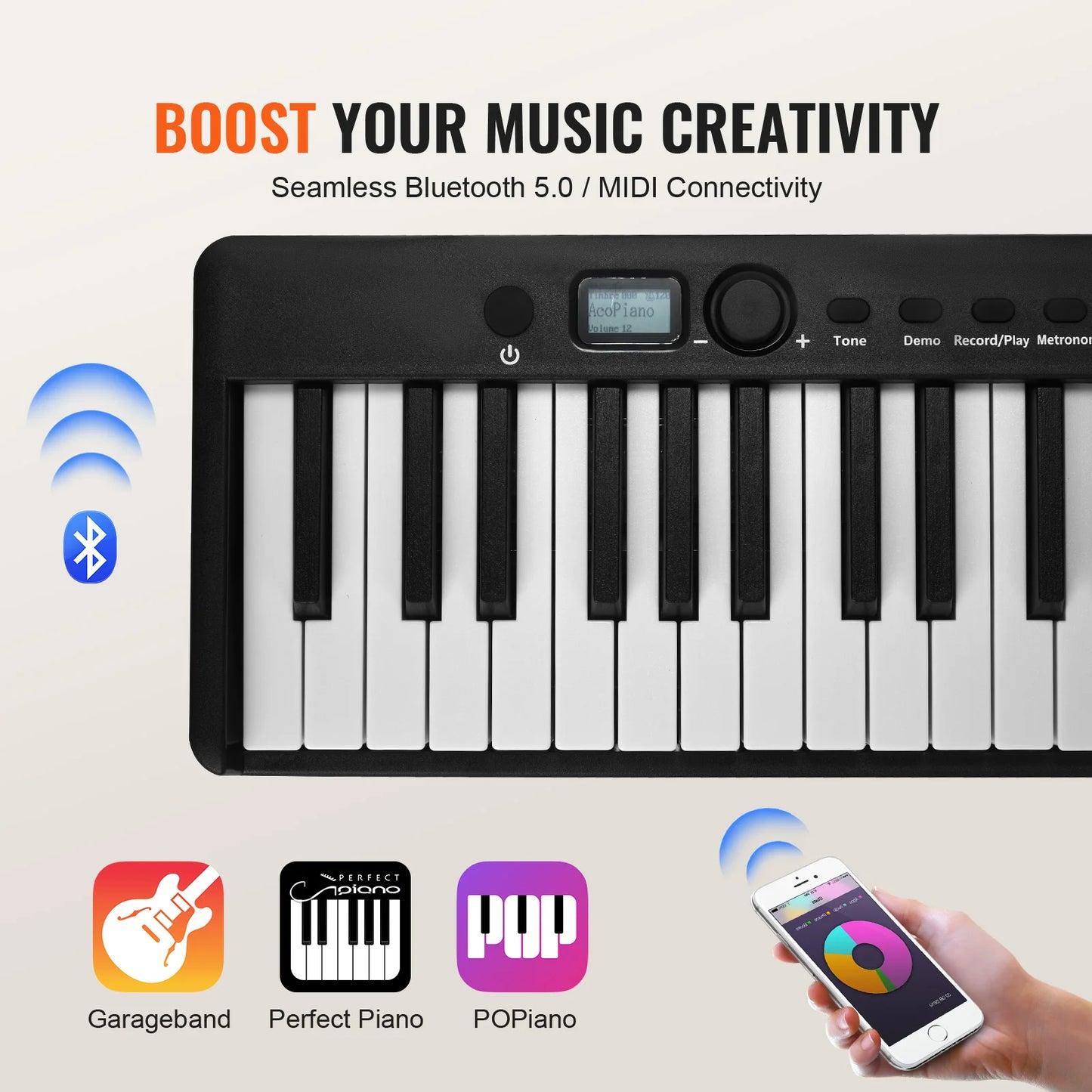 VEVOR 88‑Key Foldable Digital Piano – Bluetooth & MIDI Portable Rechargeable Keyboard for Beginners