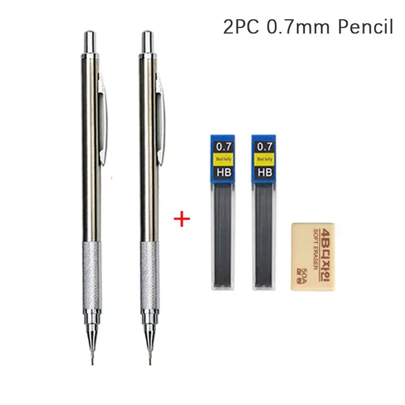 Full Metal Automatic Mechanical Pencil Set (0.3 -0.5 -0.7 -0.9 -1.3 -2.0mm)