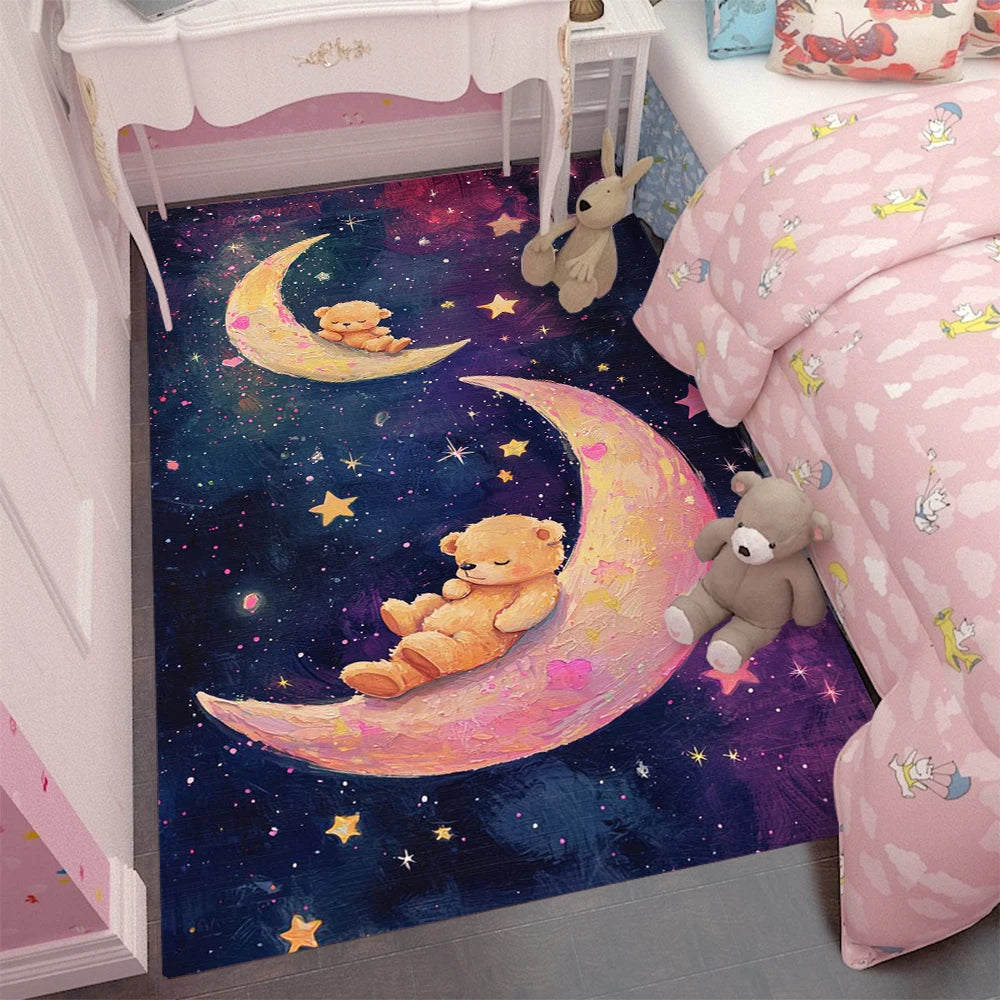 Cartoon Cute Children Carpet Living Room Kids Crawling Stars Play Mats Boy Girl Home Bedroom Bedside Decor Soft Non-slip Rugs
