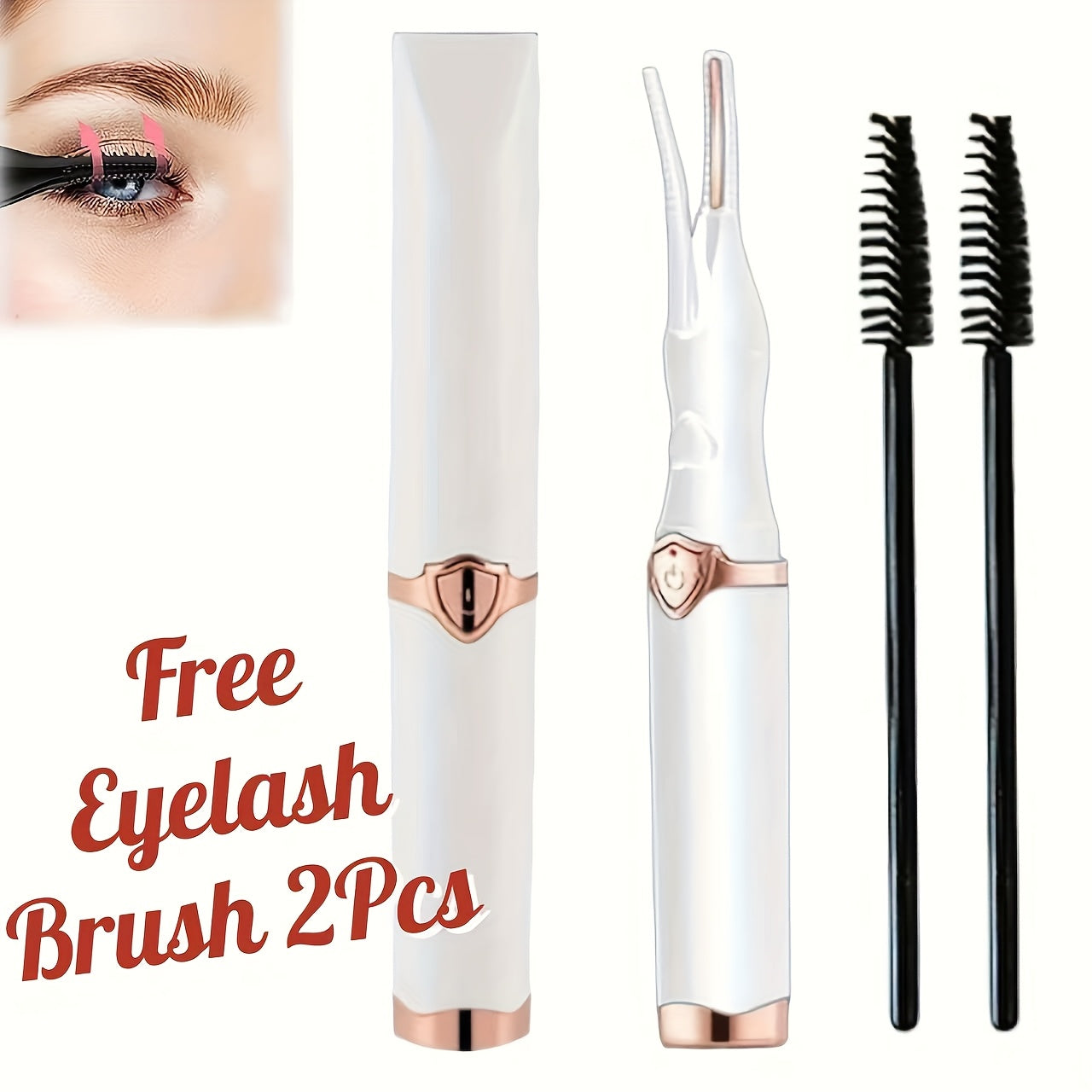 Heated Eyelash Curler USB- 2-in-1 with Comb & Clip-Type/Comb Attachment - 3 Settings, Long-Lasting Curling for Volume/Definition, USB-Rechargeable Lash Curler (Compatible with USB-Ports) - Women's Beauty Gift