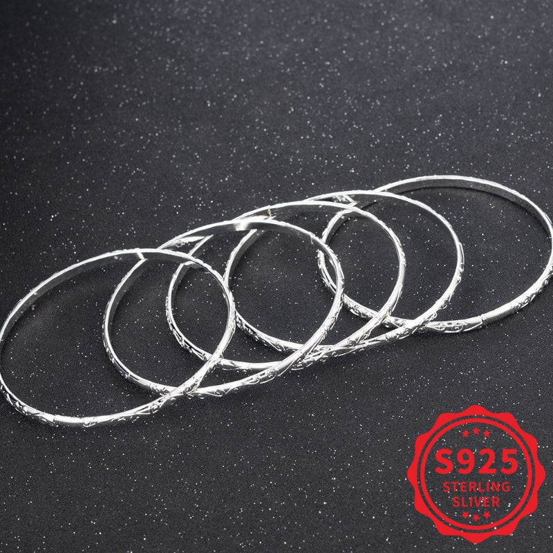 5‑Piece 925 Sterling Silver Geometric Bracelet Set – Everyday Hypoallergenic Jewelry for Women