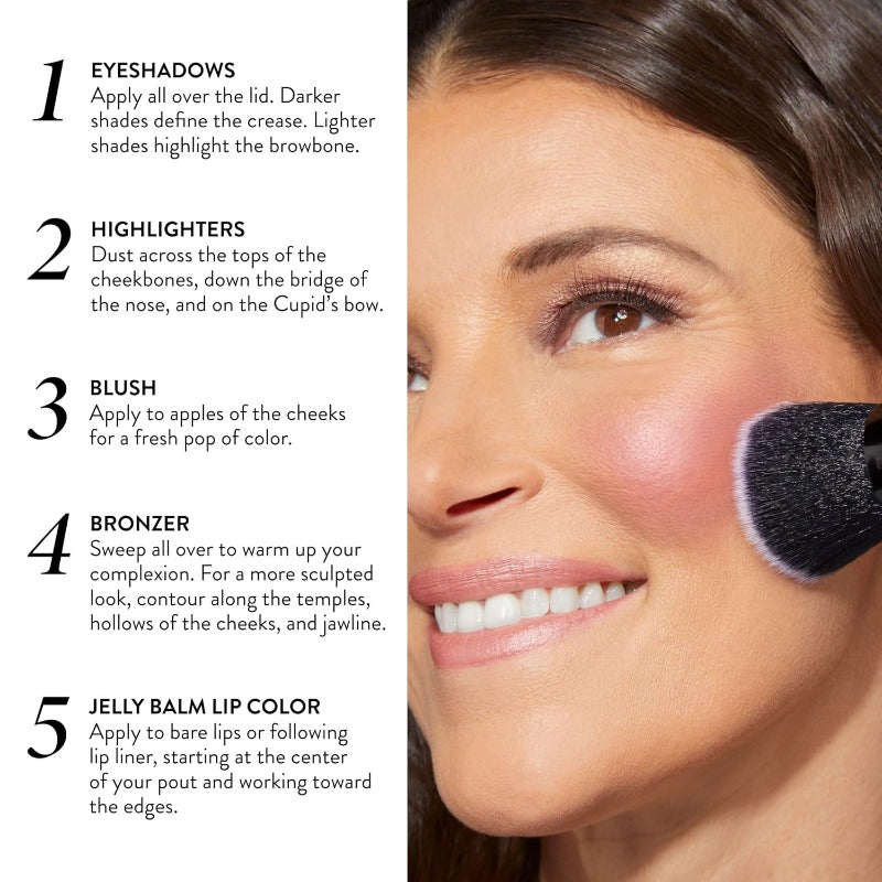 GELLER NEW Confident Age 2pcs Set: Gel Lip Balm, Clear Retractable Angled Kabuki Brush | Mixed Color System, Paste Form
