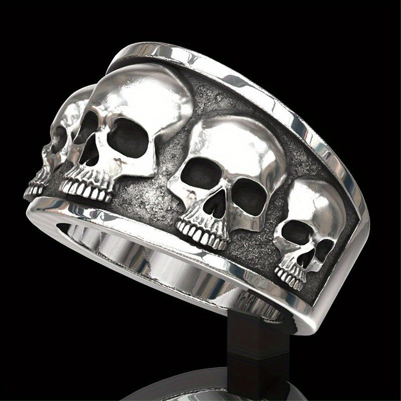 Women's Gothic Skull Ring - Minimalist Stackable Jewelry, Edgy Everyday & Party Jewelry for Women, Perfect Graduation/Christmas/Thanksgiving Gift - Year-Round Statement Ring, Skull Jewelry, Edgy Accessory, Metallic Finish