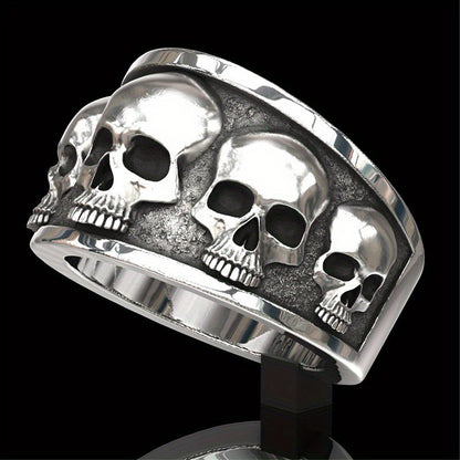 Women's Gothic Skull Ring - Minimalist Stackable Jewelry, Edgy Everyday & Party Jewelry for Women, Perfect Graduation/Christmas/Thanksgiving Gift - Year-Round Statement Ring, Skull Jewelry, Edgy Accessory, Metallic Finish