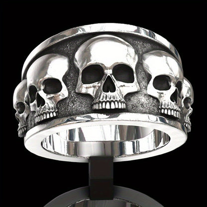 Women's Gothic Skull Ring - Minimalist Stackable Jewelry, Edgy Everyday & Party Jewelry for Women, Perfect Graduation/Christmas/Thanksgiving Gift - Year-Round Statement Ring, Skull Jewelry, Edgy Accessory, Metallic Finish