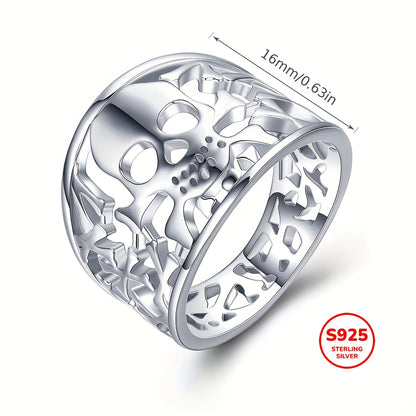 925 Sterling Silver Skull Rings for Women and Men Unisex Boho Jewelry Gift for Mother Father's Day Halloween Christmas Holidays