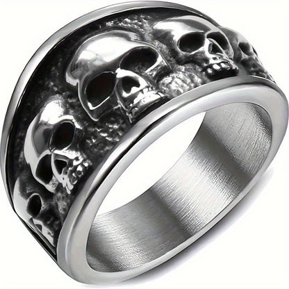 Women's Gothic Skull Ring - Minimalist Stackable Jewelry, Edgy Everyday & Party Jewelry for Women, Perfect Graduation/Christmas/Thanksgiving Gift - Year-Round Statement Ring, Skull Jewelry, Edgy Accessory, Metallic Finish