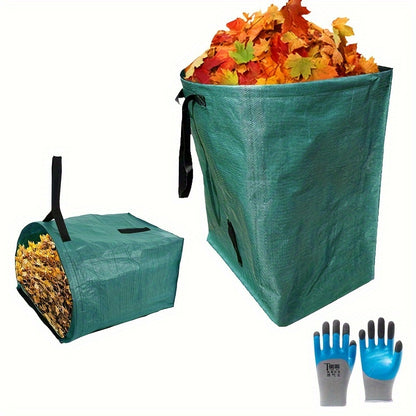 Large Capacity 200L Dustpan Garbage Bag((1pc)-with A Pair Work Gloves, Garden Collection Bag, Durable Waterproof Material, Suitable for Leaves, Grass Clippings Garden Waste, Convenient Foldable Design, Easy to Store And Use,