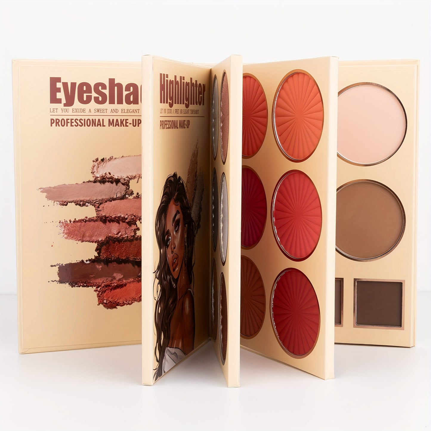A 43-Color Makeup Palette Designed Like a Book, Featuring Matte Contour And Blush Shades, Shimmering Glitter Highlighter Powder, And Versatile Makeup Options