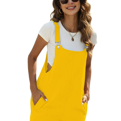 Women's Sleeveless Cotton-Linen Jumpsuit | Comfy Palazzo Style with Pockets | Easy-Care Casual Wear for Spring to Fall