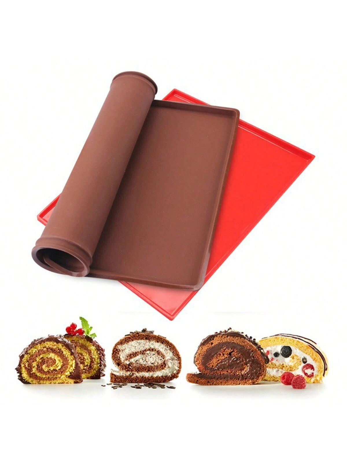 1/2/3Pcs Heat-Resistant Silicone Swiss Roll Cake Baking Mat Tray