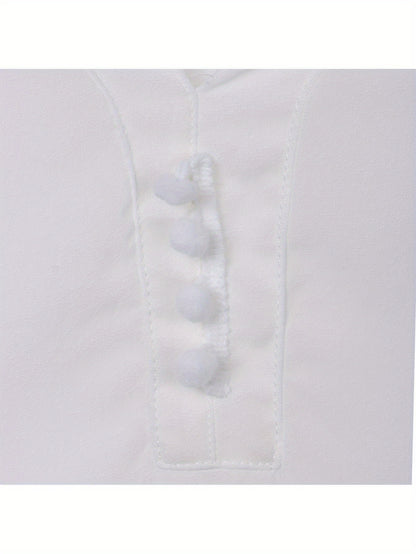 Women's V-neck Crochet Hollow Out Top 3/4 Sleeve Pullover Shirt Summer Fall Blouse T-Shirt