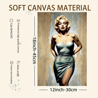 1pc Unframed Canvas Poster - Elegant Iconic Female Figure in Retro Style, High-Definition Wall Art, Waterproof Print, 18x12 Inch, Ideal for Home, Office, Coffee Shop, Bar, or Gift, Office Decoration | Retro Wall Art | Waterpr