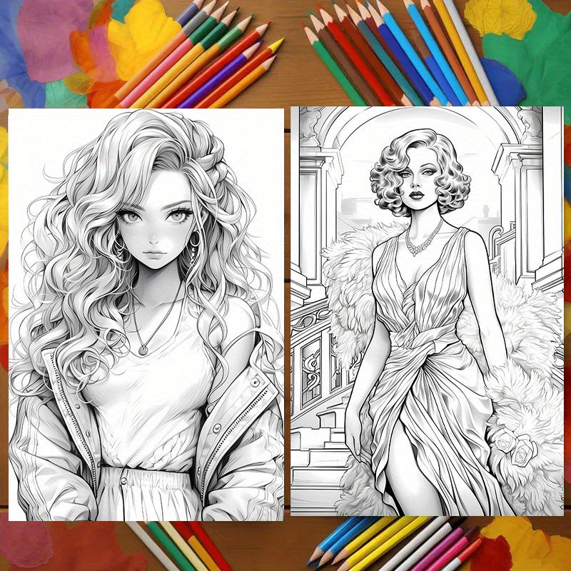 Deluxe Edition Coloring Book for Adults - 22 Thick Pages, Unique Cover Design, Stress-Relief Art & Craft Kit, Perfect Gift for Valentine's, Christmas, Halloween, New Year, Back to School, Birthdays & Parties