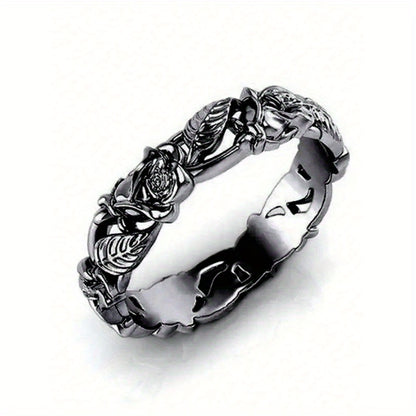 Vintage Elegant Gothic Style Flower Ring For Wedding Engagement Anniversary Party Band Jewelry Men's Women's Ring Valentine's Day Gift