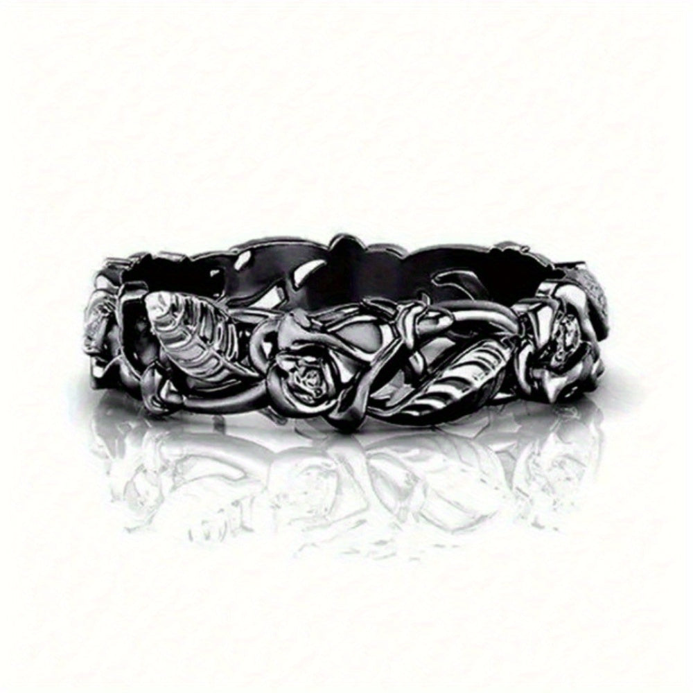 Vintage Elegant Gothic Style Flower Ring For Wedding Engagement Anniversary Party Band Jewelry Men's Women's Ring Valentine's Day Gift