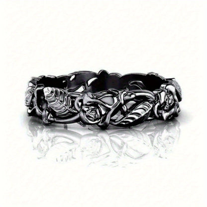 Vintage Elegant Gothic Style Flower Ring For Wedding Engagement Anniversary Party Band Jewelry Men's Women's Ring Valentine's Day Gift