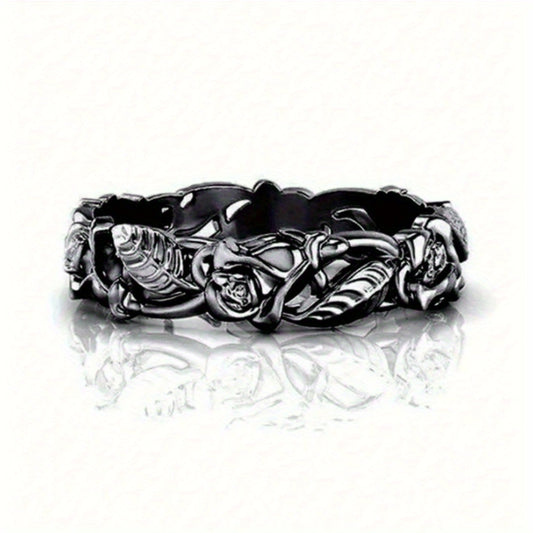Vintage Elegant Gothic Style Flower Ring For Wedding Engagement Anniversary Party Band Jewelry Men's Women's Ring Valentine's Day Gift