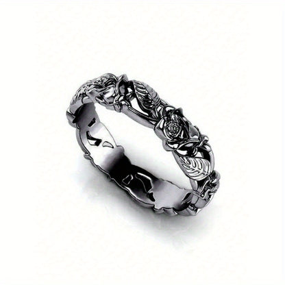 Vintage Elegant Gothic Style Flower Ring For Wedding Engagement Anniversary Party Band Jewelry Men's Women's Ring Valentine's Day Gift