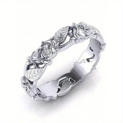 Vintage Elegant Gothic Style Flower Ring For Wedding Engagement Anniversary Party Band Jewelry Men's Women's Ring Valentine's Day Gift