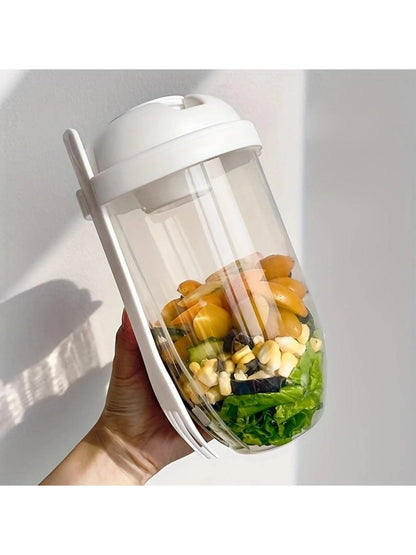 Salad Cup and Fork Set, Salad Meal Shaker Cup, PP Material Healthy Salad Container, Picnic Lunch Breakfast Salad Cup, Kitchen Gadgets, Party Party Date Outing Salad Cup
