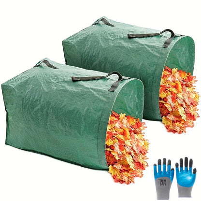 Large Capacity 200L Dustpan Garbage Bag((1pc)-with A Pair Work Gloves, Garden Collection Bag, Durable Waterproof Material, Suitable for Leaves, Grass Clippings Garden Waste, Convenient Foldable Design, Easy to Store And Use,