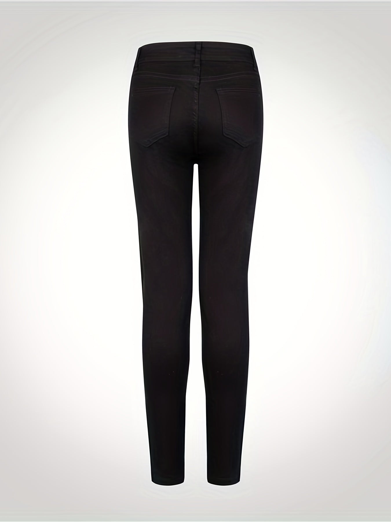 White Ripped Holes Straigh Jeans, Slash Pockets Distressed Non-Stretch Denim Pants, Women's Denim Jeans & Clothing