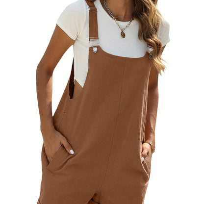 Women's Sleeveless Cotton-Linen Jumpsuit | Comfy Palazzo Style with Pockets | Easy-Care Casual Wear for Spring to Fall