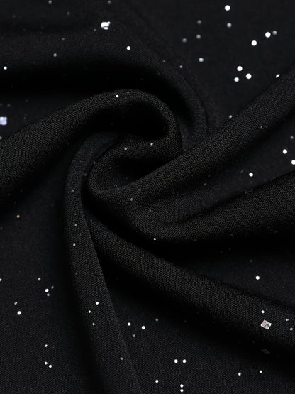 Hot-fix Rhinestone Embellished Swing Neckline Bodycon Dress