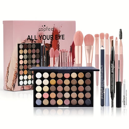 A 40-Shade Christmas Eyeshadow Palette Makeup Kit That Includes Mascara, Eyeshadow Brushes, Eyeliner, And Eyebrow Pencils, Perfect for Beginners. Ideal As a Valentine'S Day Gift for Winter Makeup Enthusiasts