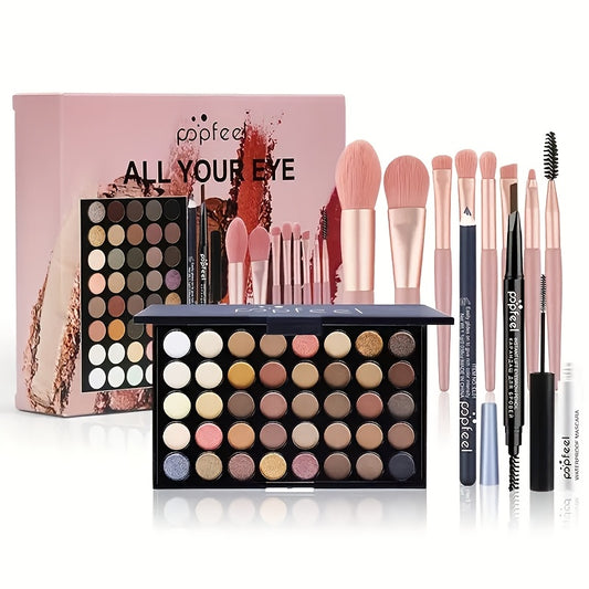 A 40-Shade Christmas Eyeshadow Palette Makeup Kit That Includes Mascara, Eyeshadow Brushes, Eyeliner, And Eyebrow Pencils, Perfect for Beginners. Ideal As a Valentine'S Day Gift for Winter Makeup Enthusiasts