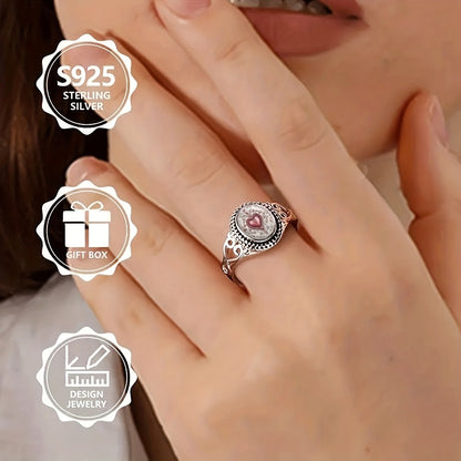 A Silvery Featuring a Chic Pink Faux Heart Design, Perfect for Bohemian Engagement And Wedding Occasions, with an Oval Form, Suitable As a Daily Gift, And Versatile for Any Season | Bohemian Style Ring | Sturdy Metal , For Te