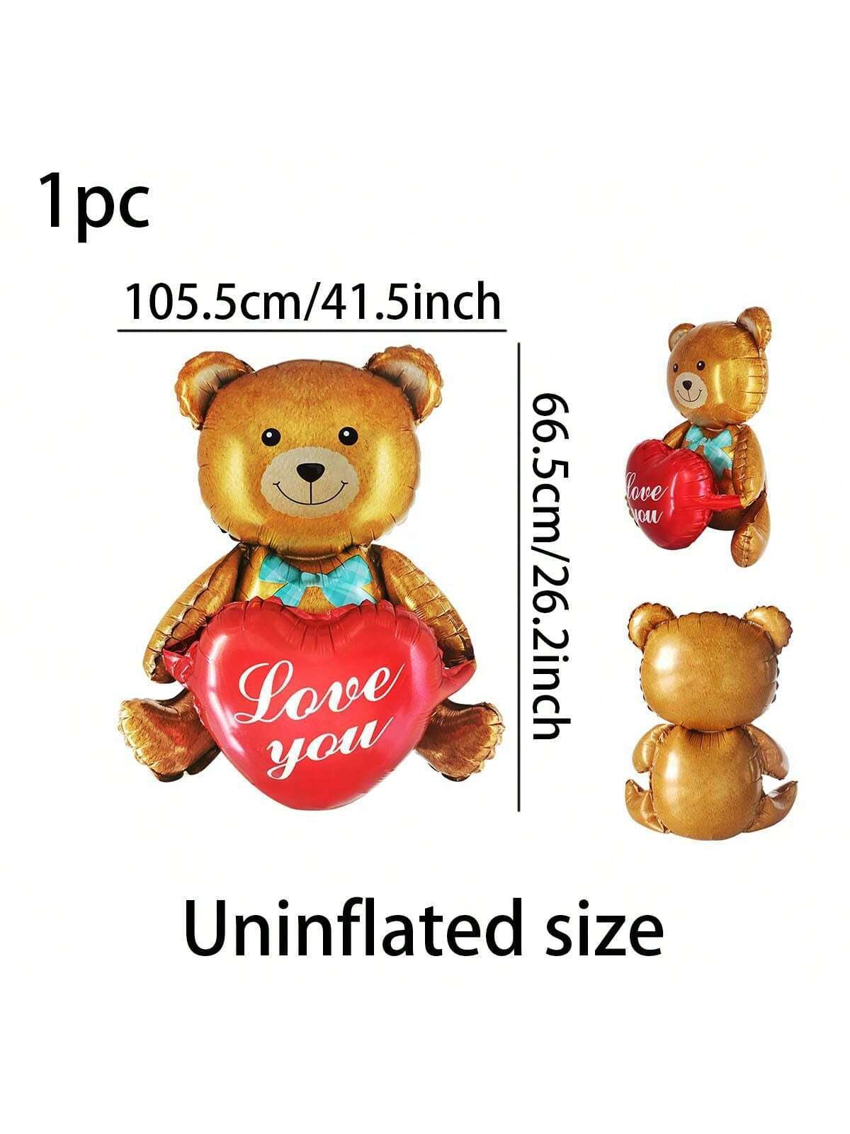 1Pc 27In Pink Cute Teddy Bear Holding Heart Shaped Balloon, Perfect for Valentine'S Day, Wedding and Bridal Showers Decoration, Back to School Valentine Day