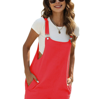 Women's Sleeveless Cotton-Linen Jumpsuit | Comfy Palazzo Style with Pockets | Easy-Care Casual Wear for Spring to Fall