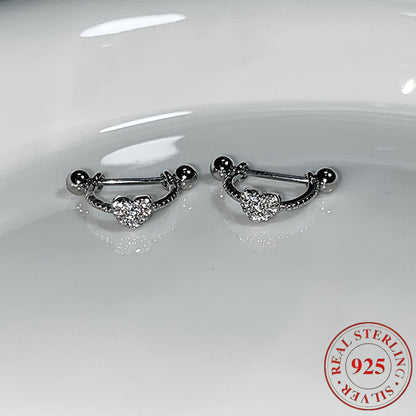 Adorable Heart Earrings: Charming And Alluring Pair of Heart Studs | Made of S925 with Cubic Synthetic Zirconia, Perfect for Valentine'S Day Or Everyday Gifting