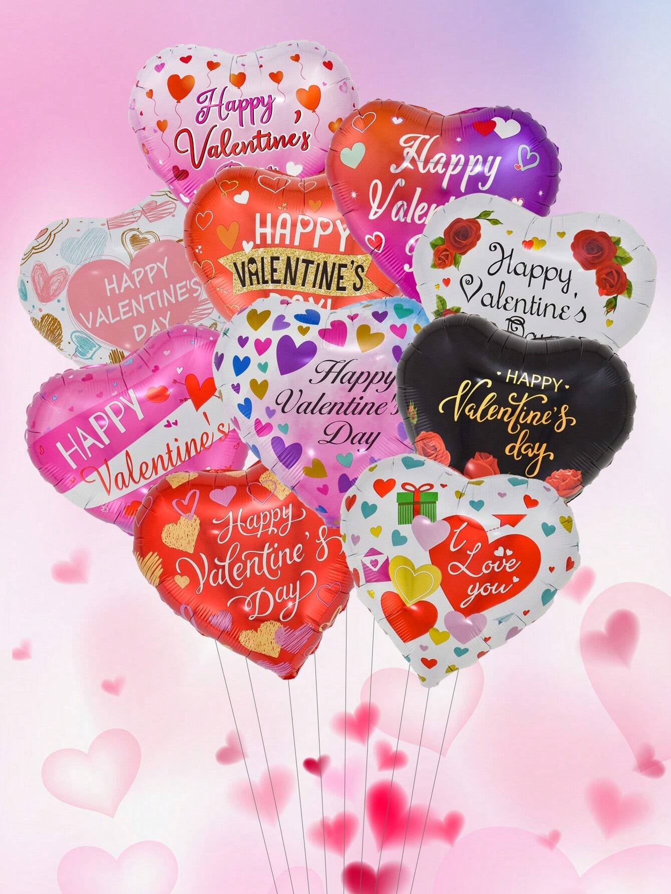 6Pcs 18Inch Heart Happy Valentine'S Day Foil Balloons Helium Balloon Valentine'S Day Decorations Random Style