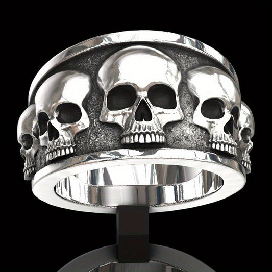 Women's Gothic Skull Ring - Minimalist Stackable Jewelry, Edgy Everyday & Party Jewelry for Women, Perfect Graduation/Christmas/Thanksgiving Gift - Year-Round Statement Ring, Skull Jewelry, Edgy Accessory, Metallic Finish