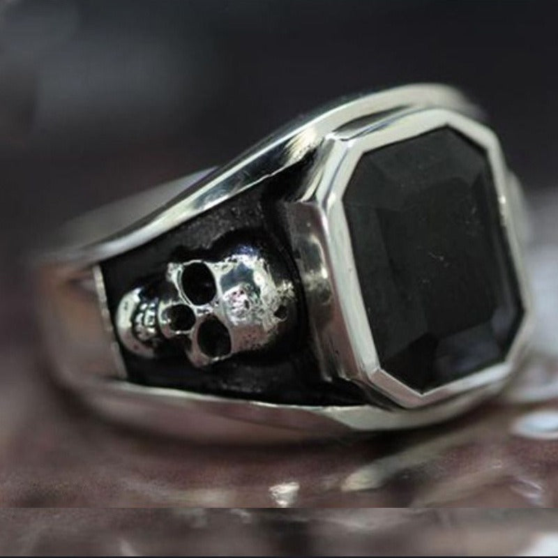Gothic Bohemian Skull Ring for Men - Black & Gothic Jewelry with Intricate Skull & Crossbones Design, Durable Everyday & Halloween/Christmas/Thanksgiving Party Accessory, Year-Round Statement Ring for Men'S Fashion & Themed E
