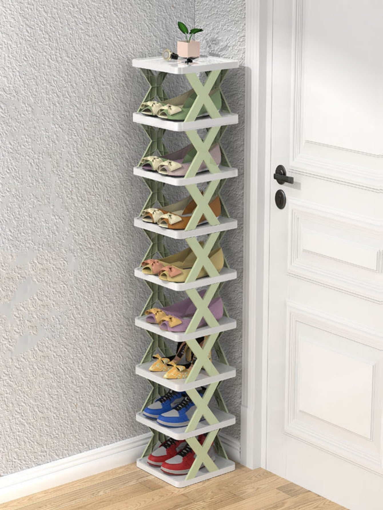 1Pc PP Shoe Storage Rack, Modern Shoe Shelf Organizer and Storage for Floor