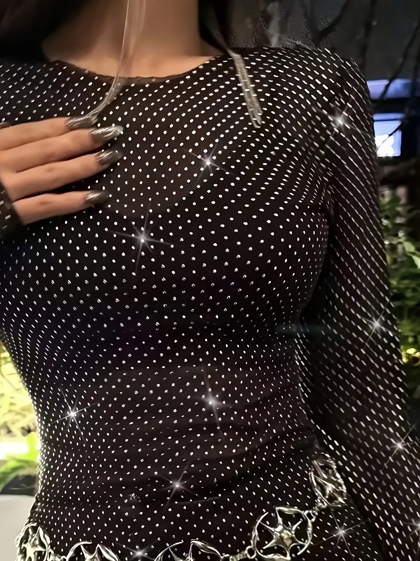 Women'S Sexy Semi-Sheer Mesh Long Sleeve T-Shirt - High Elasticity Slim Fit Round Neck Top, Breathable Stretchy Blouse For Spring Summer Fall, Machine Washable Versatile Casual & Dressy Outfits, Ladies T Shirts, Seasonal Fash