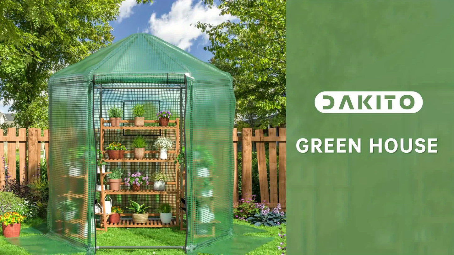 Small Walk-in Greenhouse Kit - Heavy-Duty Metal Frame, 180g Double Layer PE Cover, Indoor and Outdoor Use, Perfect for Garden, Patio, Backyard, Balcony, Easy Assembly and Durable