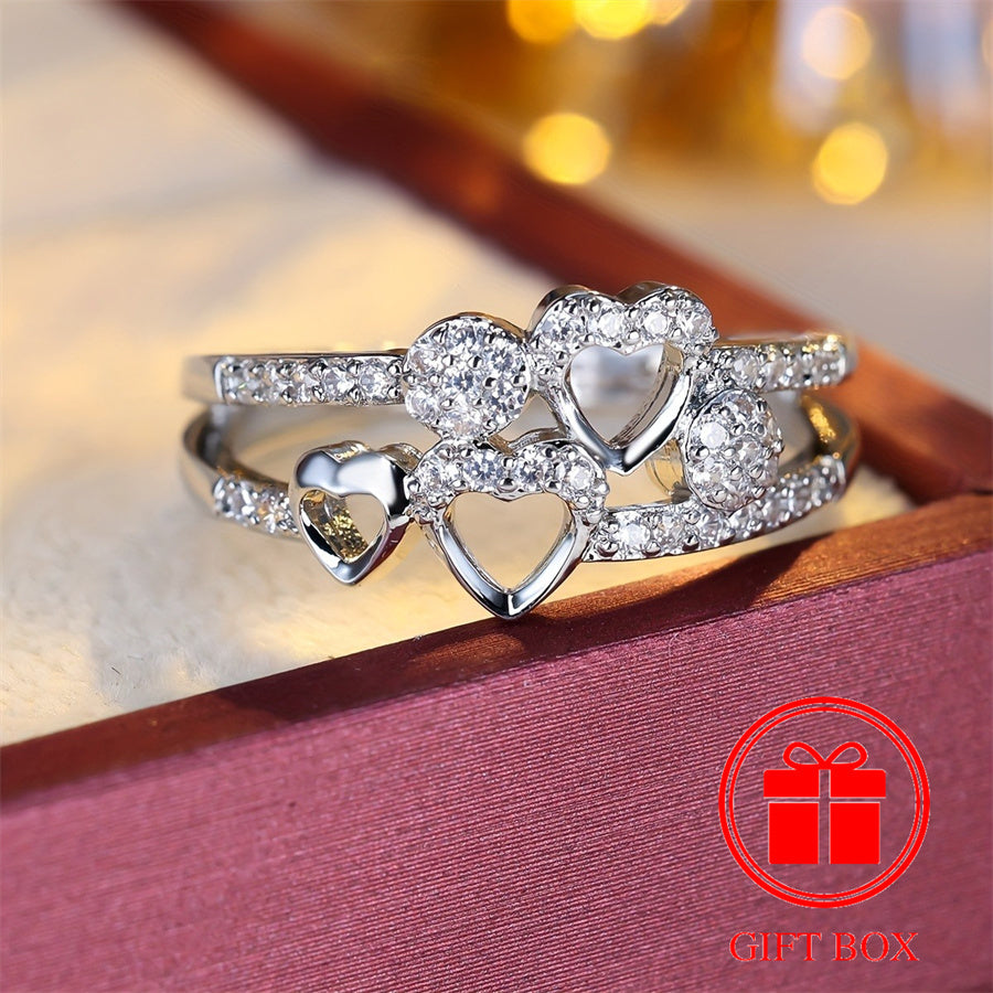 14K Gold‑Plated Heart Ring with CZ December Birthstone – Elegant Gift for Women
