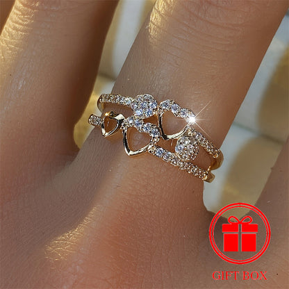 14K Gold‑Plated Heart Ring with CZ December Birthstone – Elegant Gift for Women