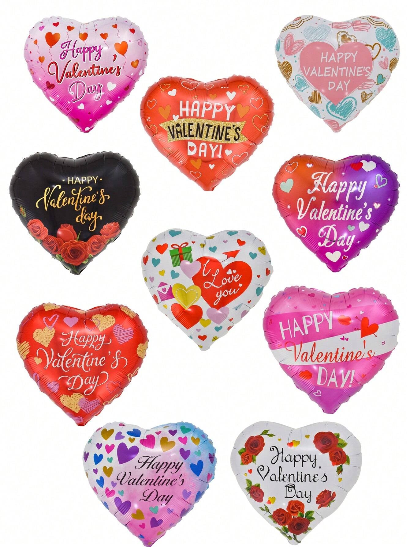 6Pcs 18Inch Heart Happy Valentine'S Day Foil Balloons Helium Balloon Valentine'S Day Decorations Random Style