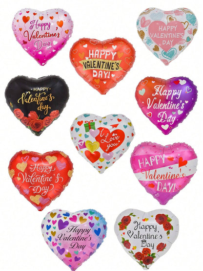 6Pcs 18Inch Heart Happy Valentine'S Day Foil Balloons Helium Balloon Valentine'S Day Decorations Random Style