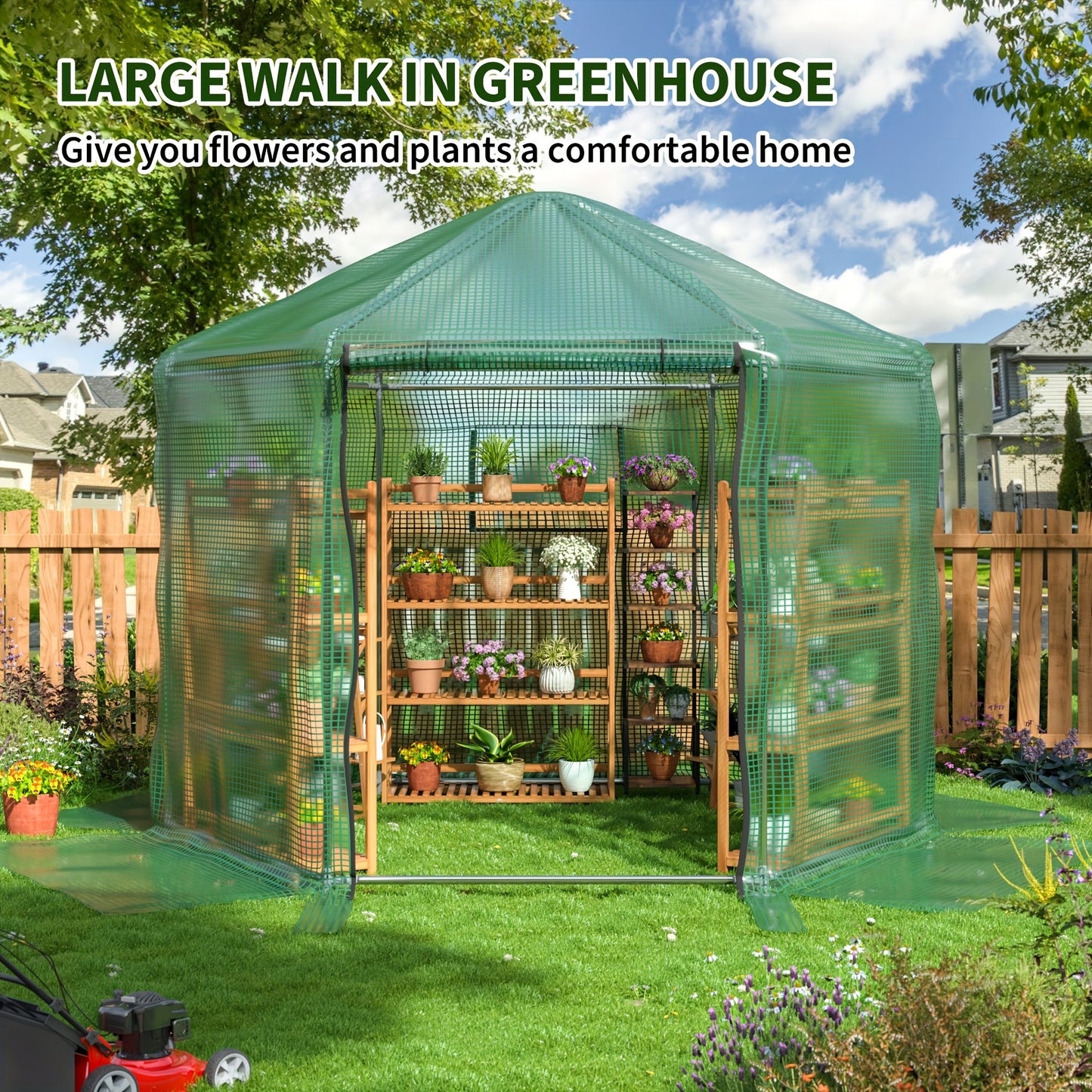 Small Walk-in Greenhouse Kit - Heavy-Duty Metal Frame, 180g Double Layer PE Cover, Indoor and Outdoor Use, Perfect for Garden, Patio, Backyard, Balcony, Easy Assembly and Durable