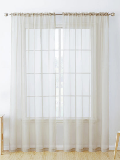 BONZER 1 Panel Sheer Voile Window Treatment Rod Pocket Curtain Panels for Kitchen, Bedroom and Living Room