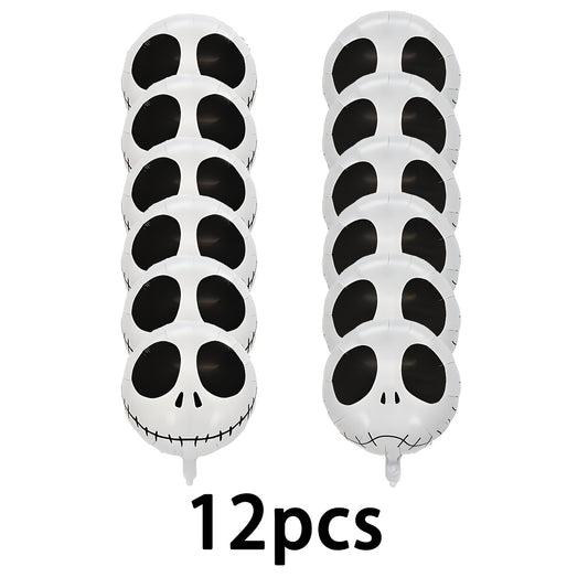 12-Pack Disney Nightmare Before Christmas Jack Skellington Balloons - Large White & Black Halloween Decorations, No Electricity Needed, 2 Styles for Indoor/Outdoor Party Decor, Haunted House & Yard Halloween Party Supplies, H