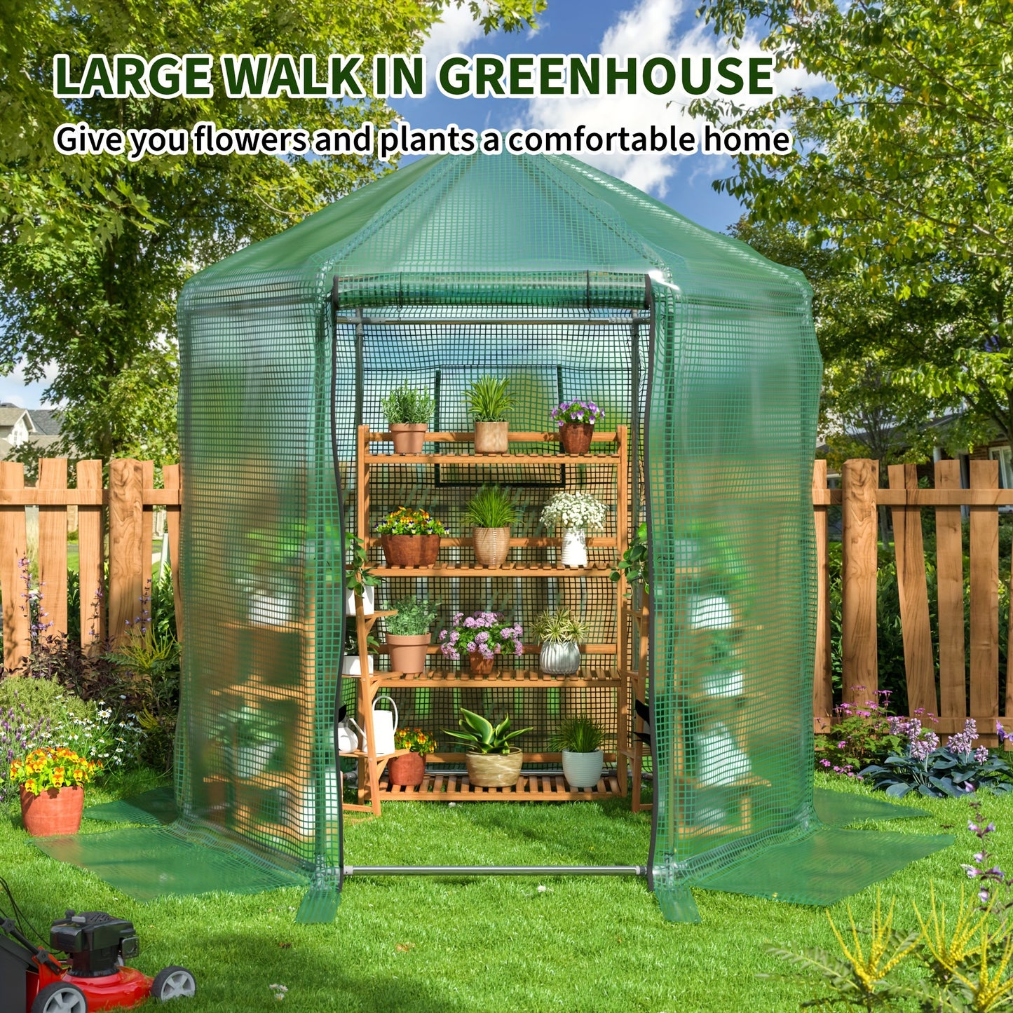 Small Walk-in Greenhouse Kit - Heavy-Duty Metal Frame, 180g Double Layer PE Cover, Indoor and Outdoor Use, Perfect for Garden, Patio, Backyard, Balcony, Easy Assembly and Durable