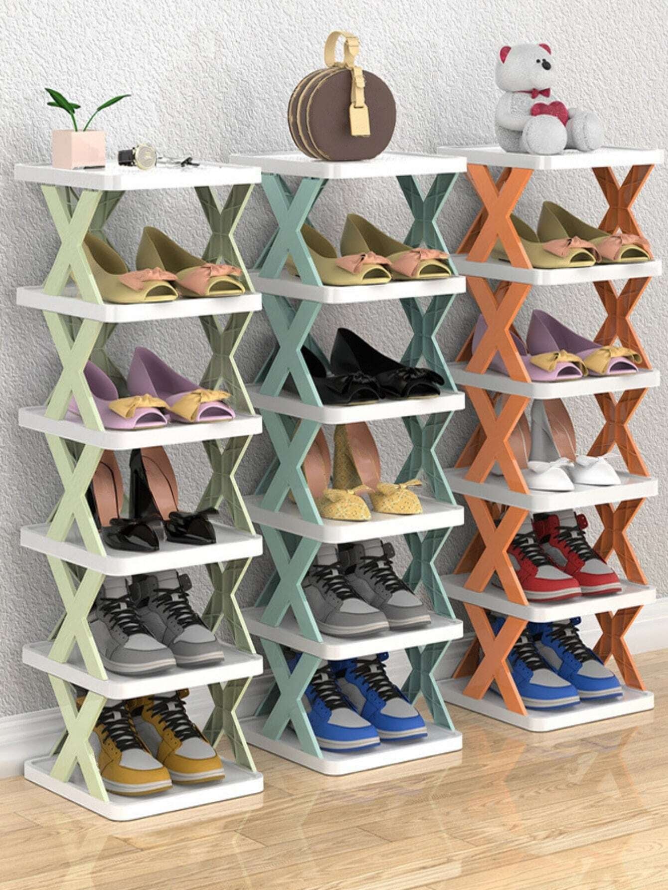 1Pc PP Shoe Storage Rack, Modern Shoe Shelf Organizer and Storage for Floor